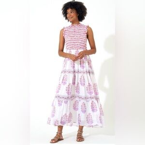 Oliphant White and Purple Floral Maxi Dress